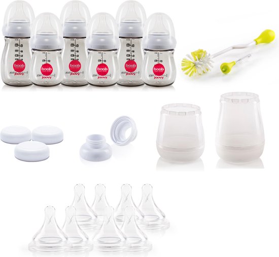  - Joovy Boob Babyfles - Startersset voor pasgeborenen 0M tot 12M - Giftset Standaardfles - rood
