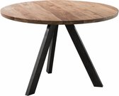 Duverger Massive - Eettafel - Ø135cm - Massief acacia -naturel - zwarte driepoot - RVS - Afm: 120 cm - 60 cm - 92 cm