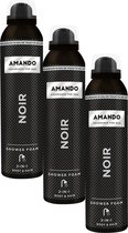 Amando Noir Shower Foam - Doucheschuim - 3 x 200 ml Voordeelverpakking