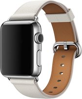 Geschikt voor Apple Watch Luxe Leren bandje|Geschikt voor Apple Watch 1 / 2 / 3 / 4 / 5 - 38MM / 40MM |Wit / White| Premium kwaliteit | Maat: One Size | Leer|TrendParts