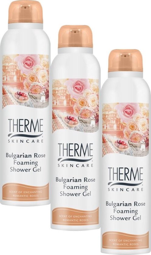 Therme Bulgarian Rose Foaming Shower Mousse - Douchegel - 3 x 200 ml Voordeelverpakking