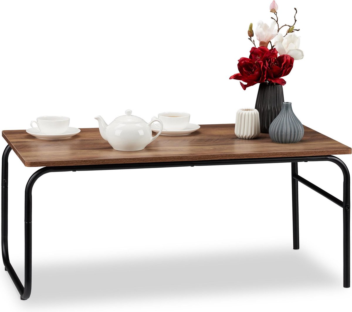 Relaxdays salontafel industrieel rechthoekige bijzettafel koffietafel 40 x 93 x 50 cm