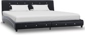 Bedframe Zwart Kunstleer (Incl LW Led klok) 180x200 cm - Bed frame met lattenbodem - Tweepersoonsbed