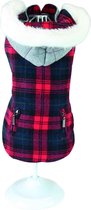Croci Hondenjas Tartan Chessboard Grijs&Rood - Hondenkleding - 25 cm