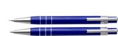 Pennenset met vulpotlood en balpen Blauw schrijvend in elegant etui. Een mooie schrijfset