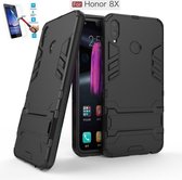 Huawei Honor 8X Kickstand Shockproof Zwart Cover Case Hoesje - 1 x Tempered Glass Screenprotector