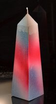 Obelisk kaars, GOUD / WIT METALLIC- hoogte: 34cm - Gemaakt door Candles by Milanne