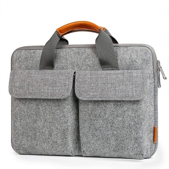 BTS® Laptoptas 13 inch grijs | Laptoptas met 2 extra vakken aan voorzijde |  Sterk... | bol.com