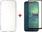 Silicone ultra dun gel hoesje Motorola Moto G8 Plus met full cover glas screenprotector