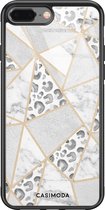 iPhone 8 Plus/7 Plus hoesje glass - Stone & leopard | Apple iPhone 8 Plus case | Hardcase backcover zwart