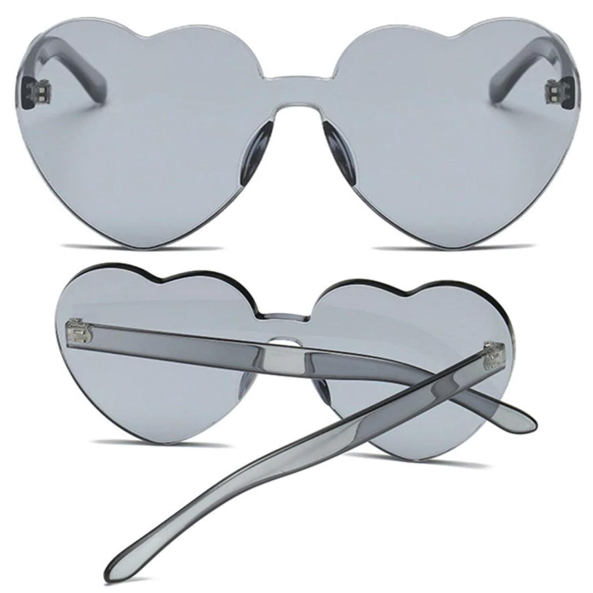 Zonnebril Hartjes Montuur Grijs - Sunglasses Heart Gray - Feest en Festival - Feest accessoires - Feest artikel - Dance Festival Outfit