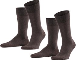 FALKE Happy 2-Pack eenkleurig katoen multipack sokken heren bruin - maat 43-46