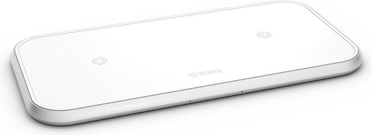 Zens Dual draadloze lader 20W (2 x 10W) wit - ondersteunt Apple en Samsung snelladen - geschikt voor iPhone 13/12/11/X/XR/XS/8 | AirPods (2,3 & Pro) | QI Android gsm - 3 jaar garantie - inclusief kabel en power adapter