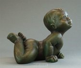 Beeld baby liggend brons hoog 9cm