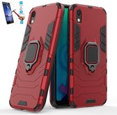 Huawei Y5 2019 / Honor 8S Robuust Kickstand Shockproof Rood Cover Case Hoesje - 1 x Tempered Glass Screenprotector ATBL