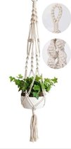 Macramé Plantenhanger - 100% katoen - Voor binnen en buiten – Wit – Trendy – Botanische Style