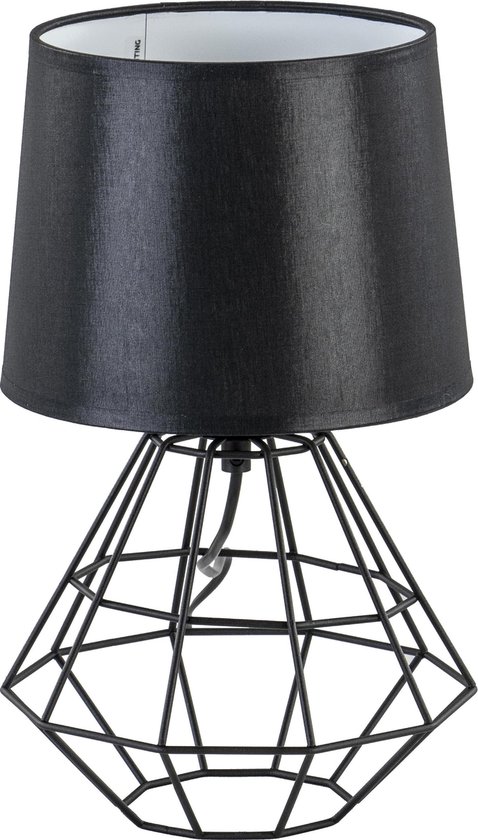 Straluma Draad Tafellamp - 1 x E27 - met kap - Zwart | bol