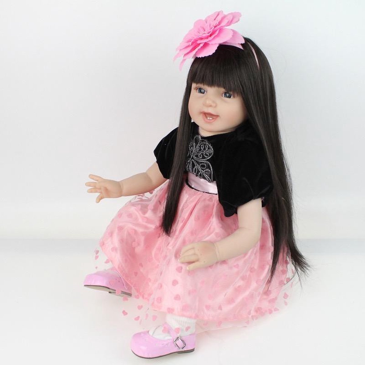Fantasie radicaal zelf Reborn baby pop (hand gemaakt) met lang haar – Knuffelpop - Levensecht baby  55cm | bol.com