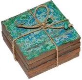 Onderzetters van Gerecycled Hout Vierkant (Set van 4)