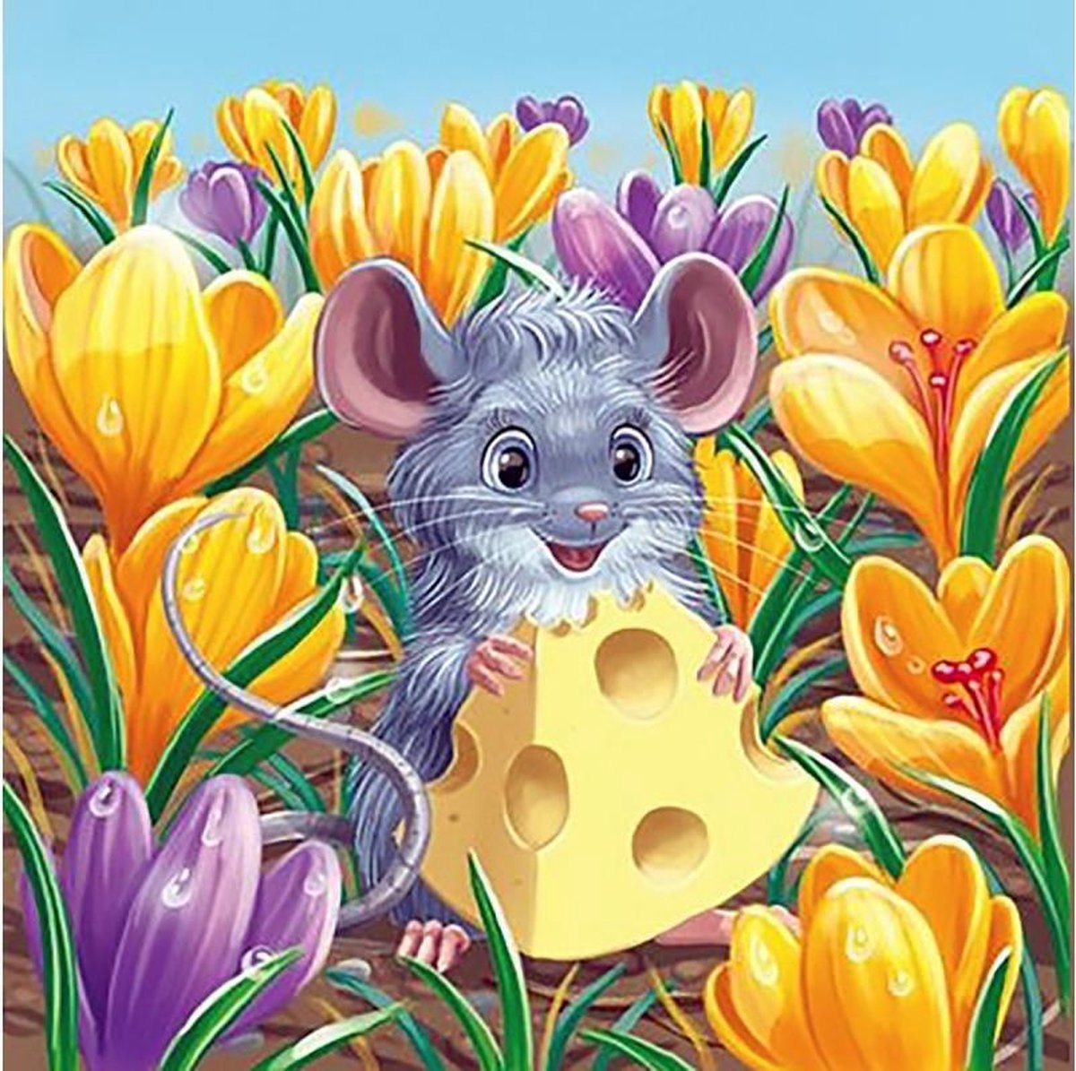 Afbeelding van product Wizardi  Diamond Painting Harvest Mouse 38x38