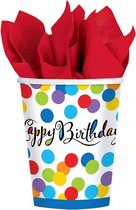 Verjaardag Bekers Happy Birthday Confetti Karton 266ml 18st