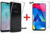 Samsung Galexy A10 Hoesje Transparent + Tempered Glass Screen protector. Siliconen TPU Soft Case - Eff Pro