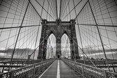 Schilderij - Brooklyn Bridge Zwart Wit, New York, 3 maten , Premium print