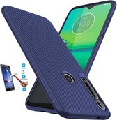 Motorola Moto G8 PLUS Tpu Blauw Cover Case Hoesje - 1 x Tempered Glass Screenprotector