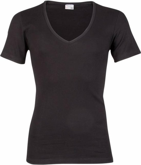 Beeren T-shirt diepe V-hals - Zwart - 100% katoen - XL