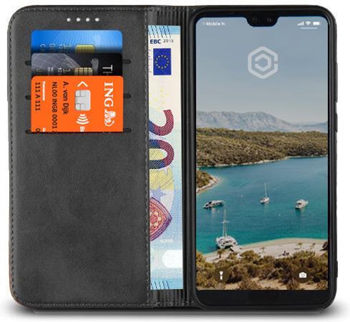 Casecentive Leren Wallet case - Portemonnee hoesje - Huawei P20 Pro zwart