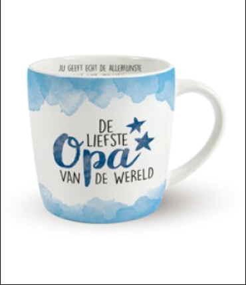 Enjoy Mok - De liefste Opa van de wereld - Gevuld met een luxe toffeemix - In cadeauverpakking met gekleurd lint