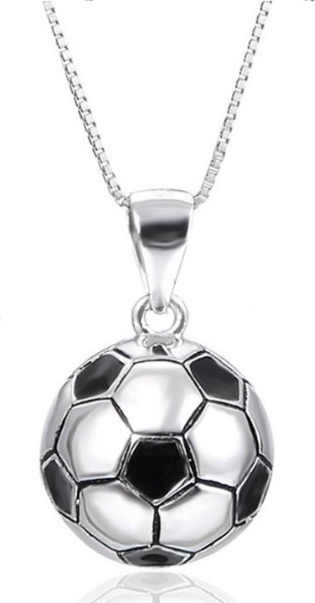 Zilveren voetbal hanger met ketting - bedel - 925 zilver | bol.com