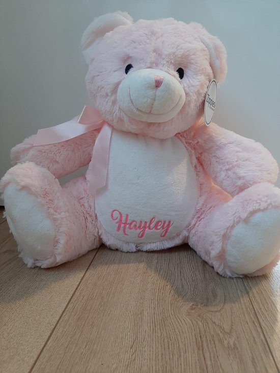 zwanger garage Veranderlijk MissSiepie Roze beer knuffel met naam kind | bol.com