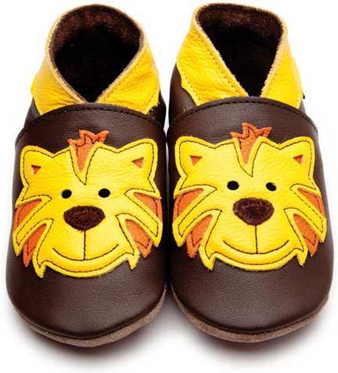 Inch Blue babyslofjes tommy tiger chocolate yellow maat S (10,5 cm)