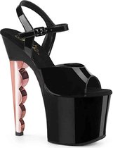 Pleaser Sandaal met enkelband, Paaldans schoenen -36 Shoes- SCALLOP-709CH Paaldans schoenen Zwart/Goudkleurig