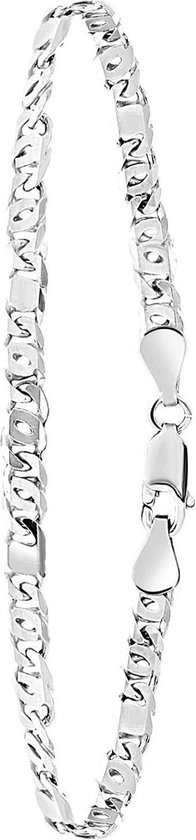 Lucardi Heren Gerecycled zilveren armband gourmetschakel. - Armband - 925 Zilver - Zilverkleurig - 21 cm
