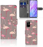 Book Case Geschikt voor Samsung Galaxy S20 Plus Telefoonhoesje met Pasjes Flamingo