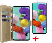 Samsung A51 Hoesje en Samsung A51 Screenprotector - Samsung Galaxy A51 Hoesje Book Case Leer Wallet + Screenprotector - Goud