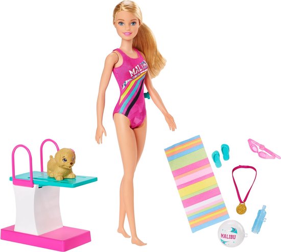 Barbie Dreamhouse Adventures Barbie in zwempak (29 cm) - Barbiepop