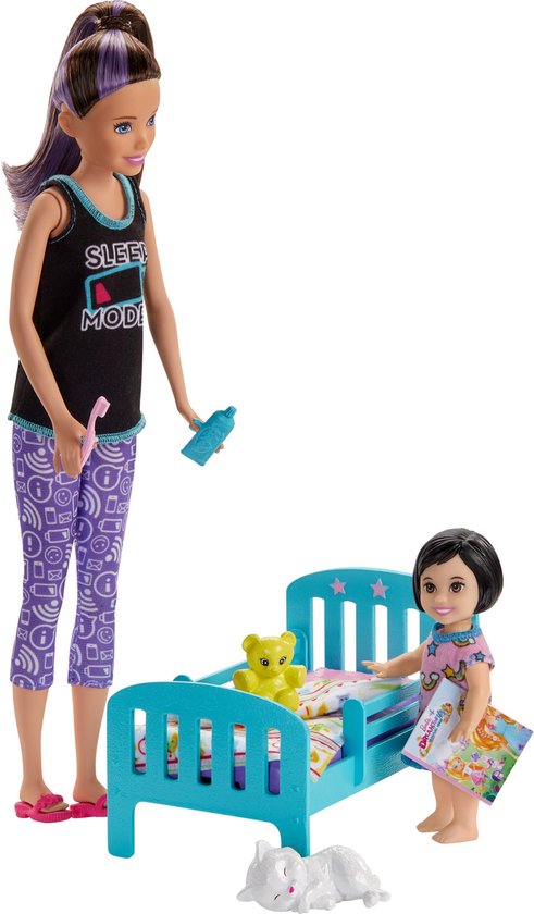 Reden chef winkelwagen Barbie Family Skipper Babysitter Bedtijd Speelset - Barbie Pop met Minipop  en Bed | bol.com