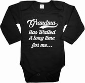 Rompertje baby met tekst voor oma-baby rompertje grandma has waited a long time for me-Bekendmaking zwangerschap romper-Maat 56