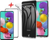 Samsung A51 Hoesje Transparant - Samsung Galaxy A51 Hoesje Siliconen Case Cover Hoes - Hoesje Samsung A51 - Samsung A51 Screenprotector Glas Tempered Glass Screen Protector Full Sc