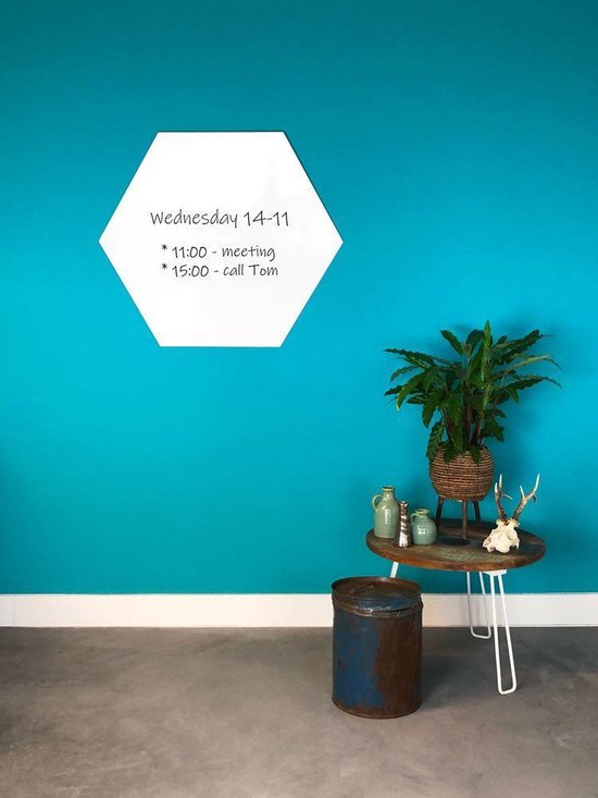 IVOL Whiteboard zonder rand Hexagon 100 cm Wit - Magnetisch - Frameless