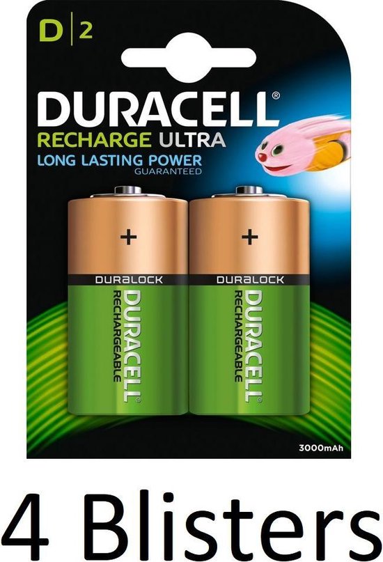 Uitgebreid US dollar Komkommer 8 Stuks (4 Blisters a 2 st) Duracell D Oplaadbare Batterijen | bol.com