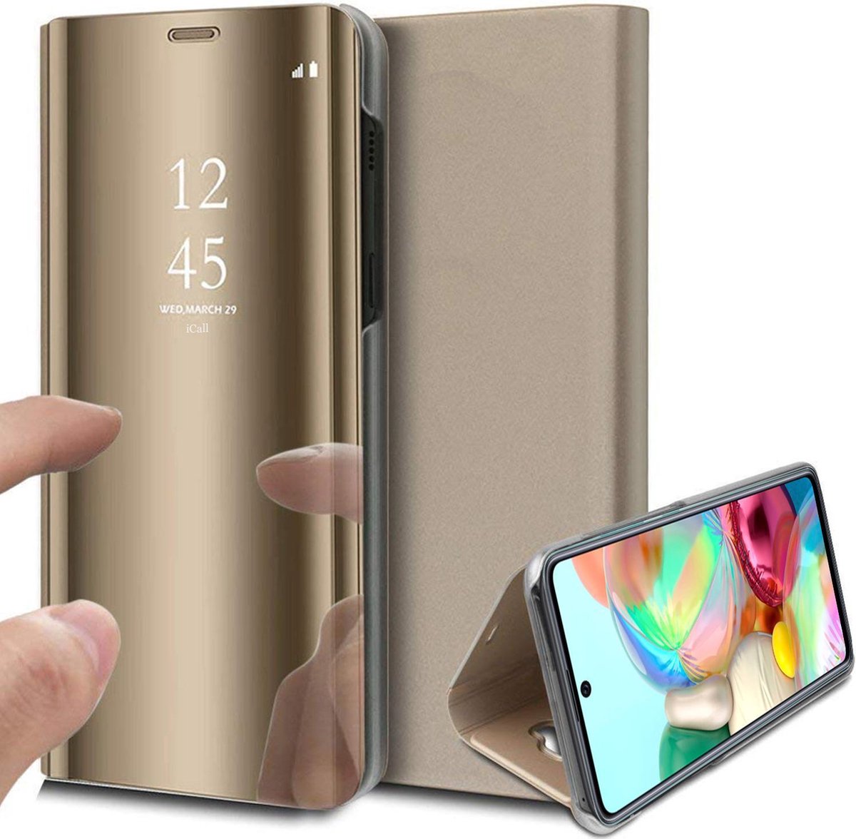 Hoesje geschikt voor Samsung Galaxy A71 - Book Case Spiegel Goud