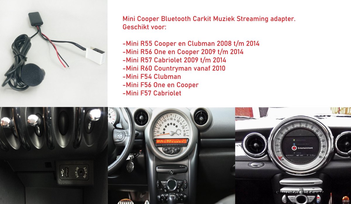 Kit voiture Bluetooth Adaptateur de diffusion de Musique Mini R56 One  Cooper DS 07 à