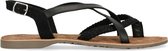 Manfield - Dames - Zwarte leren sandalen - Maat 37