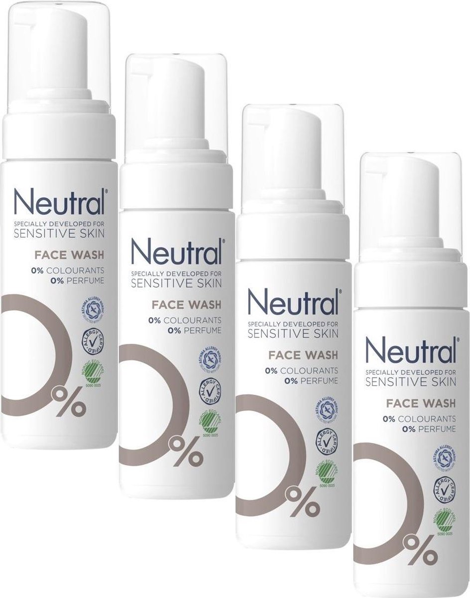 Neutral 0% Face Wash Parfumvrij - Gezichtsreiniging - 4 x 150 ml Voordeelverpakking