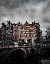 Canvas Amsterdams grachtenpand 120x80 cm 4 cm frame - foto print op canvas
