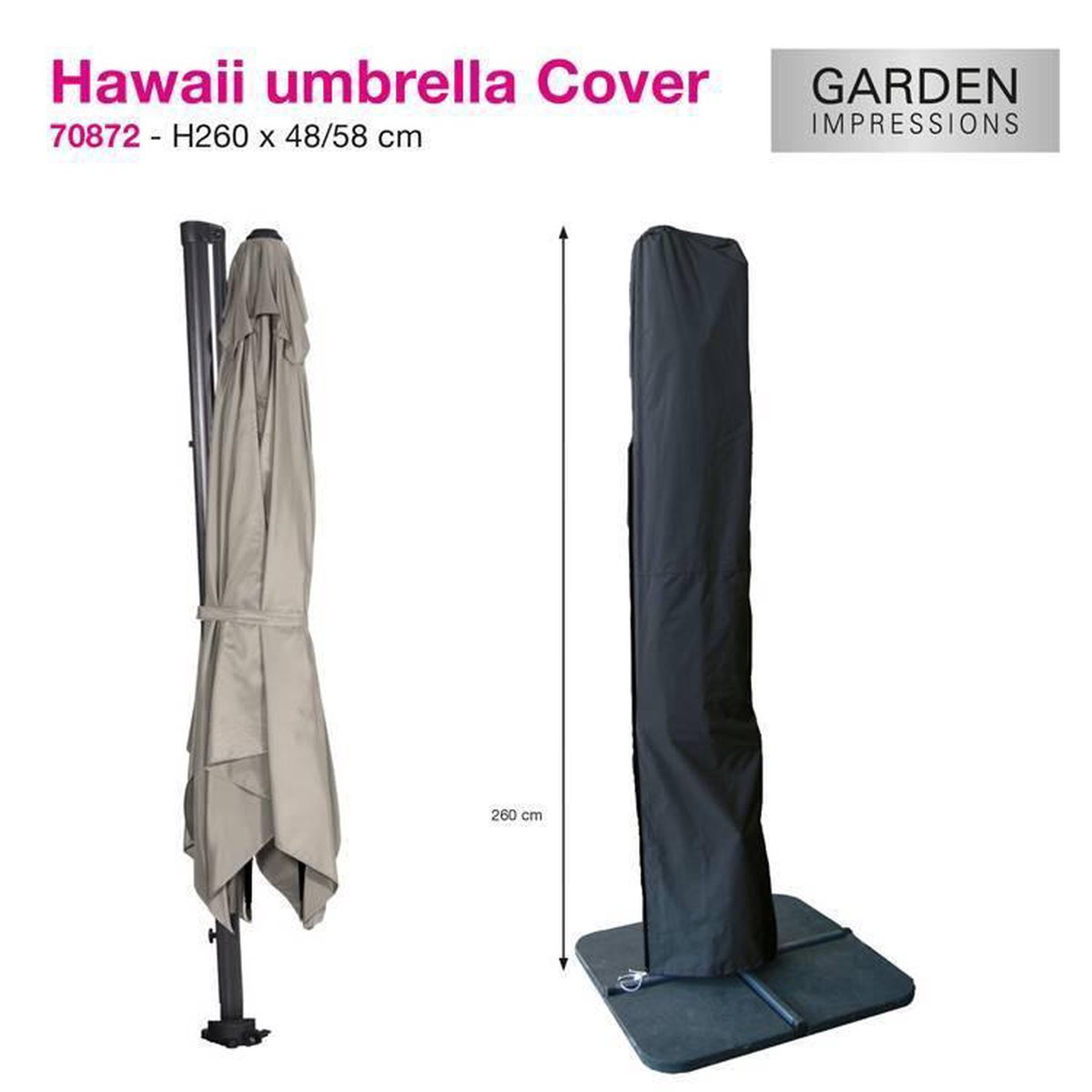 pion Opsommen Martelaar Garden Impressions Hawaii parasolhoes - Zweefparasol - 260 x 48/58 cm -  Zwart | bol.com